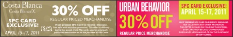 Urban Behaviour & Costa Blanca: 30% Off Regular Price with SPC