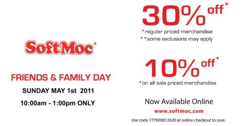 Soft Moc Canada Friends And Family Day: Save 30% Off Regular Prices