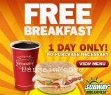 Subway Canada: Free Breakfast