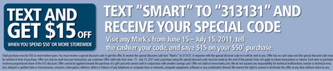 Marks Marks Work Wearhouse: $15 Off $50