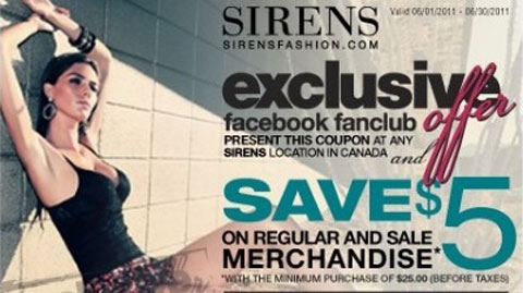 Sirens Canada: Printable Coupon And BOGO $5 Sale