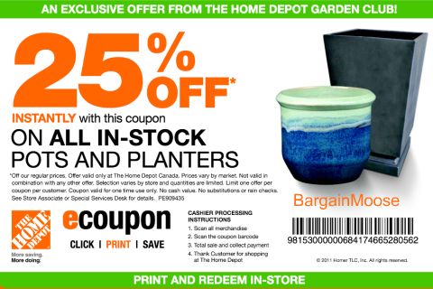 Home Depot Canada Printable Coupon: Save 25% Off In Stock Planters And Pots Photo Home Depot Canada Printable Coupon: Save 25% Off In Stock Planters And Pots