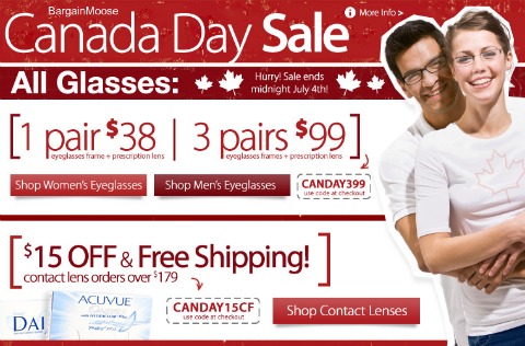 Clearly Contacts Canada Coupon Code: All Glasses $38 Or 3 For $99