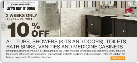 HomeDepot Home Depot Canada: 10% Off Bathroom Updates