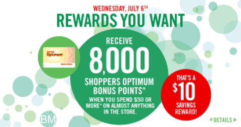 Shoppers Drug Mart: Spend $50, Receive 8000 Points (= $10) Free
