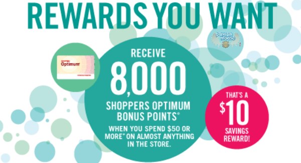 Shoppers Drug Mart: Get 8,000 Points ( =$10 ) When You Spend $50