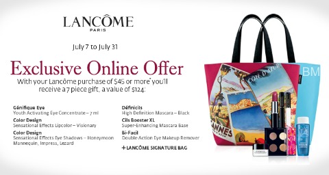 The Bay: Free Gift Set (Worth $124) with $45 Lancome Purchase