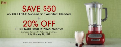 TheBay The Bay Canada: 20% off Small Kitchenaid Appliances and $50 Off Blenders