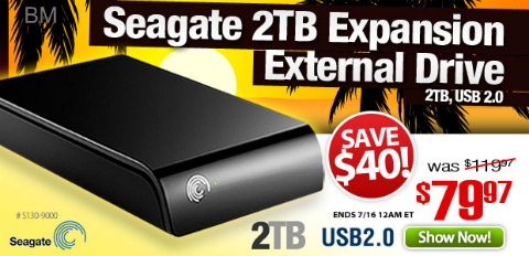 Tiger Direct Canada: Seagate 2TB External Drive $79.97 ( Was $119.97)
