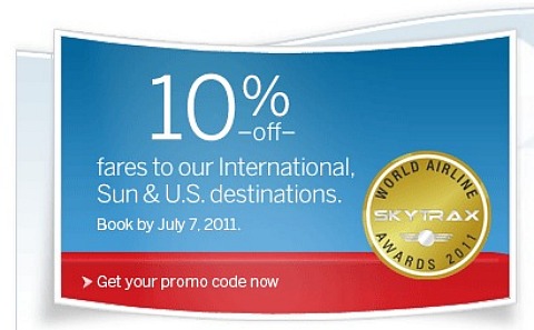 Air Canada: 10% Off Flights Outside Of Canada Coupon Code