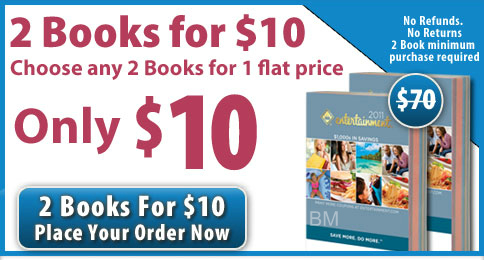 entertainment book Entertainment Book: 2 for $10 + $1 Shipping.