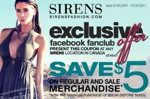 Sirens Canada: $5 Off $25 Printable Coupon