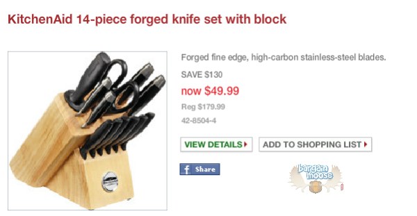 CanadianTire Canadian Tire: KitchenAid Forged Knife Set 70% Off (In Store)