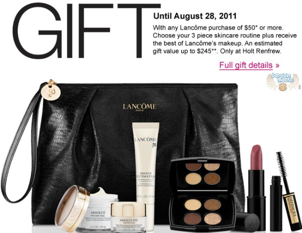 Holt Renfrew: Lancome Gift Valued at $245 With $50 Lancome Purchase