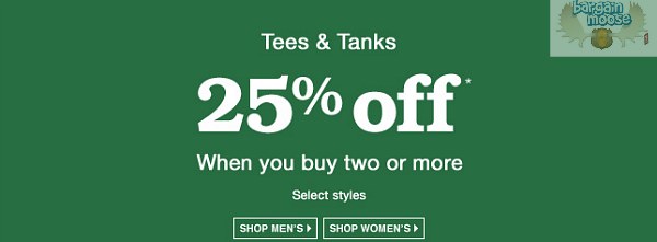 Roots Canada: 25% Off on 2 Tees or More