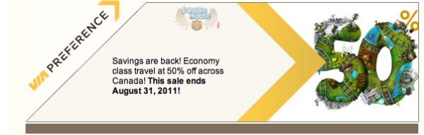 Via Rail Canada: 50% Off Travel