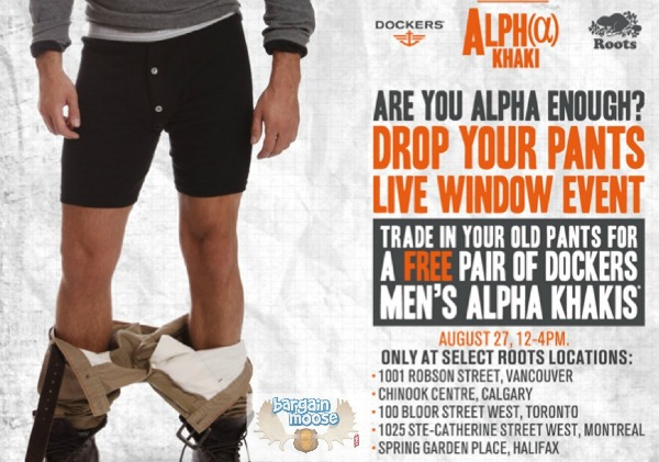 Roots Canada: Free Dockers Alpha Khakis With Trade In (Aug 27)