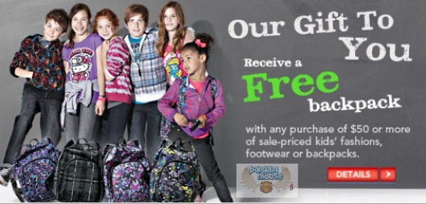 Sears Canada: Free Backack With $50 Kids Sale Priced Purchase