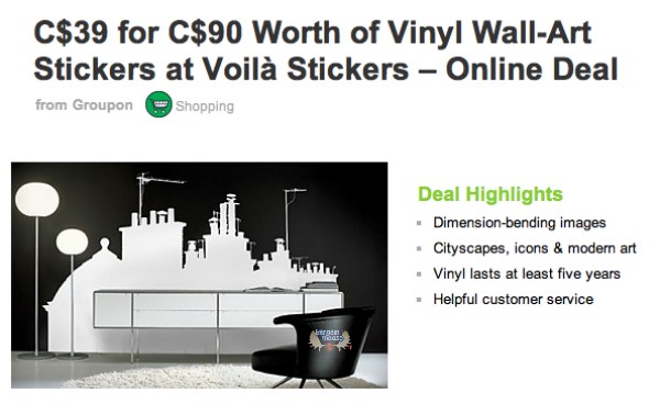 Groupon: $39 for $90 Worth of Vinyl Wall Art Stickers @ Voila
