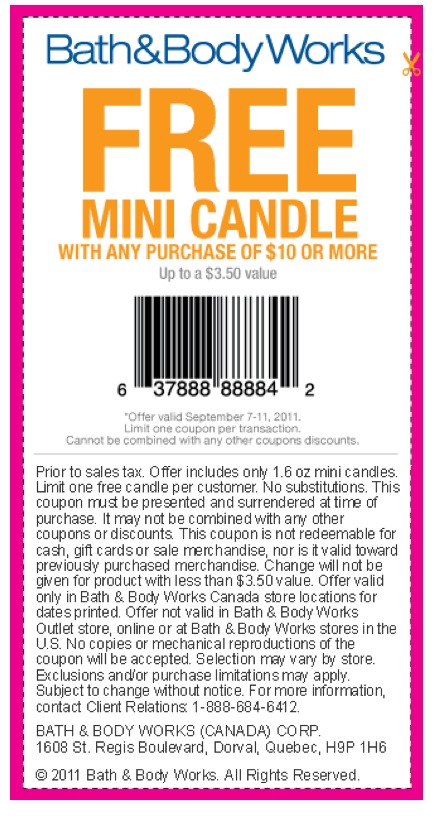 Bath And Body Works In Store Printable Coupon 2011