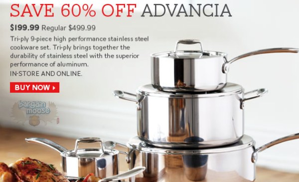thebay The Bay Canada: 60% Off Advancia 9 Piece Cookware Set Now $199.99
