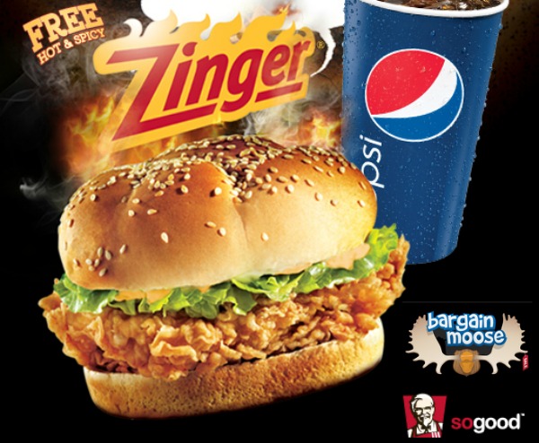 Like KFC On Facebook And Get A Free Zinger (Oct 3 16) With Drink Purchase