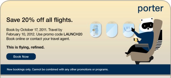 Porter Airlines: 20% Off Coupon Code