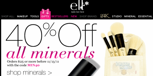 E.L.F.: 40% Off Minerals Makeup