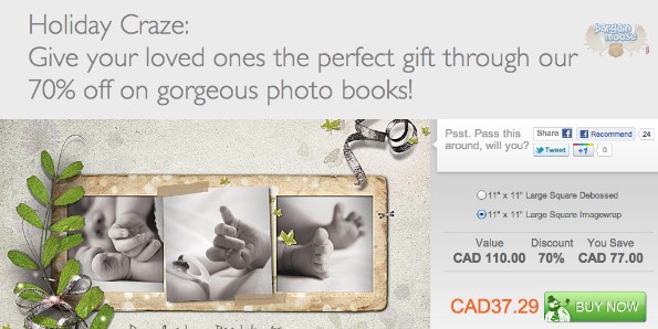 Photobook Canada: 70% Off Voucher for 11x11 Photo Books