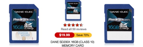 The Source: 70% Off Dane 16GB Class 10 SDHC Memory Card $19.99 (reg. $69.99)