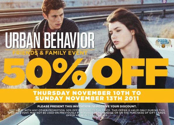 Urban Behavior Canada: Save 50% Printable Coupon