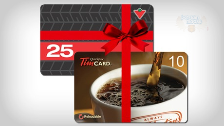 Gift-Cards $20 for $35 Tim Hortons & Canadian Tire Gift Cards!