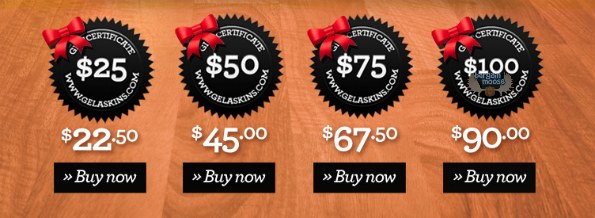 Gelaskins Canada: 10% Off Gift Certificates