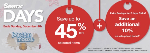Sears Canada Coupon Code: Save An Extra 10% Off Sears Days Prices