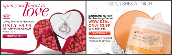 Avon Canada: Huge Deals up to 65% Off + Loving Hearts Necklace for $5.99 with $15 purchase Photo Avon Canada: Huge Deals up to 65% Off + Loving Hearts Necklace for $5.99 with $15 purchase