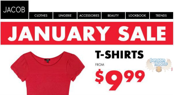Jacob Canada: January Sale Clothing as low as $2.99