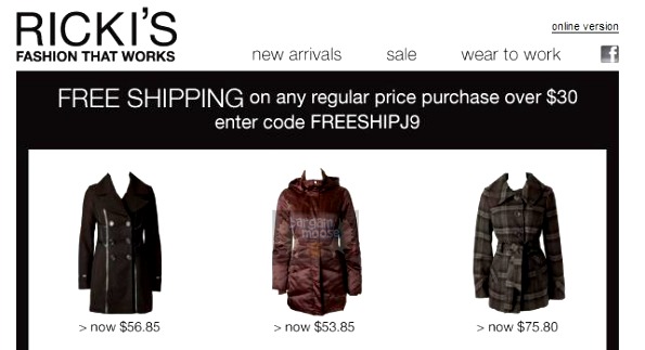 Rickis Canada: Coats 60% Off + Coupon Code for Free Shipping on $30 Photo Rickis Canada: Coats 60% Off + Coupon Code for Free Shipping on $30