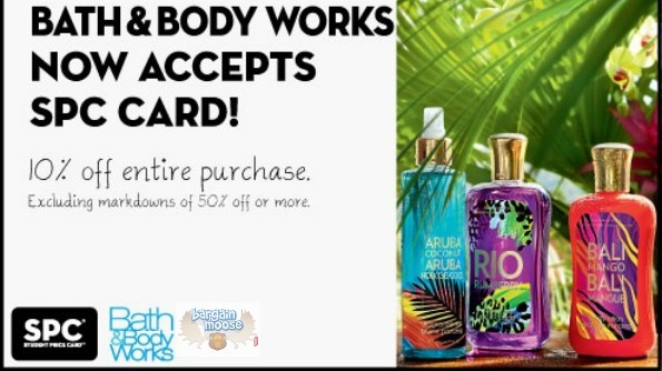 Bath & Body Works: Now Accepting SPC Cards for Extra 10% Off 
