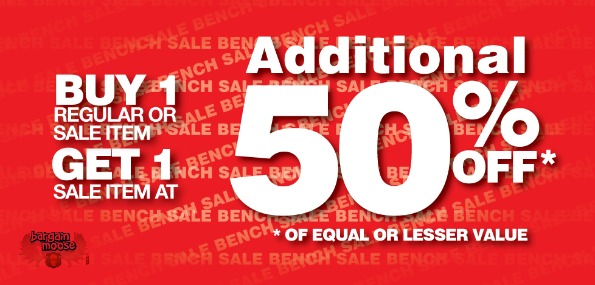 Bench Canada: Buy 1 Item & Get 1 Sale Item At Half Price Photo Bench Canada: Buy 1 Item & Get 1 Sale Item At Half Price
