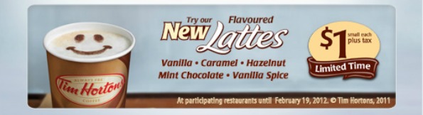 Tim Hortons Canada: $1 Flavoured Lattes Photo Tim Hortons Canada: $1 Flavoured Lattes