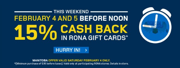 Rona Canada: Spend $35 & Get 15% Back In Rona Gift Cards (Sat/Sun)
