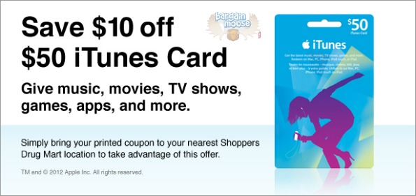 Shoppers Drug Mart Canada: $10 Off $50 iTunes Card Photo Shoppers Drug Mart Canada: $10 Off $50 iTunes Card