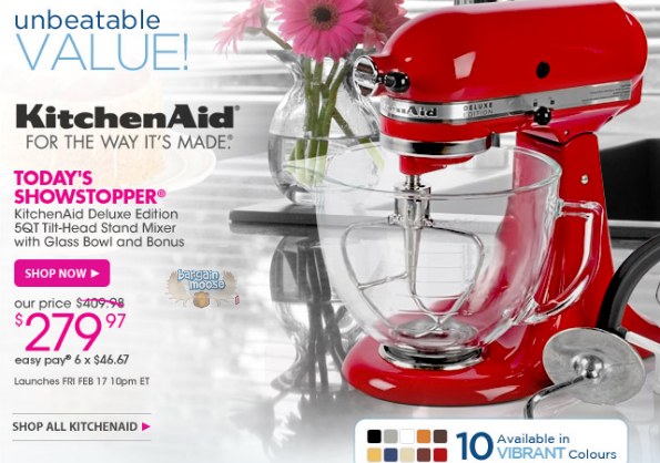 shoppingchannel The Shopping Channel: KitchenAid Deluxe Edition 5QT Tilt Head Stand Mixer Bonuses $279.97 (Reg. $409.98)