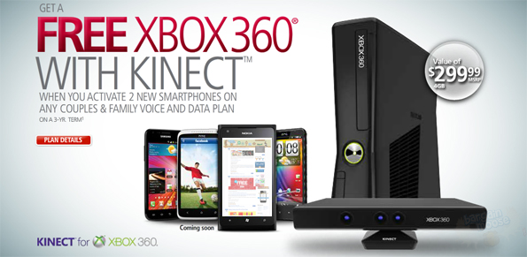 Free-Xbox FREE Xbox 360 with Kinect When You Activate Two Smartphones at Rogers