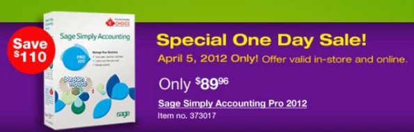 Staples Canada: Simple Sage Accounting Pro 2012 $89.96 (reg.$199.96) & Ink Joy Pen for $0.01 Today Only Photo Staples Canada: Simple Sage Accounting Pro 2012 $89.96 (reg.$199.96) & Ink Joy Pen for $0.01 Today Only