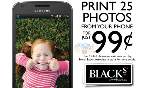 Blacks Canada: Print 25 4x6 Photos From Your Phone For 99 Cents