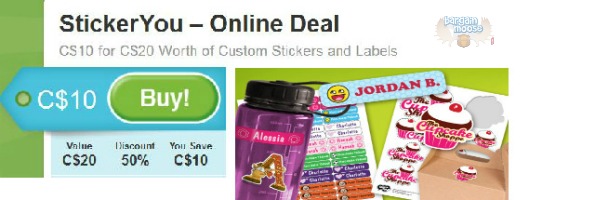 Groupon:$10 for $20 Worth of Custom Stickers and Labels from StickerYou Photo Groupon:$10 for $20 Worth of Custom Stickers and Labels from StickerYou