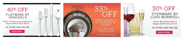 The Bay Canada: Dinnerware, Flatware & Stemware Sales up to 40% Off Photo The Bay Canada: Dinnerware, Flatware & Stemware Sales up to 40% Off