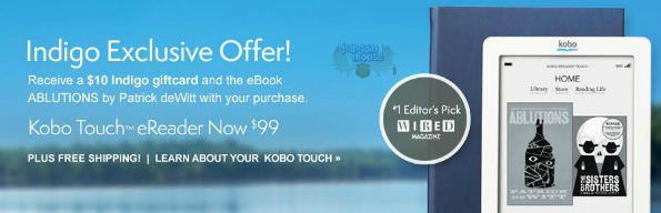Chapters Canada:Free eBook & $10 Indigo Gift Card with $99 Kobo Touch