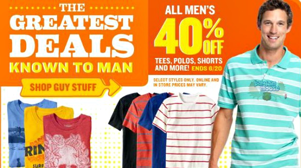 Old Navy Canada: Save 40% on All Mens Items
